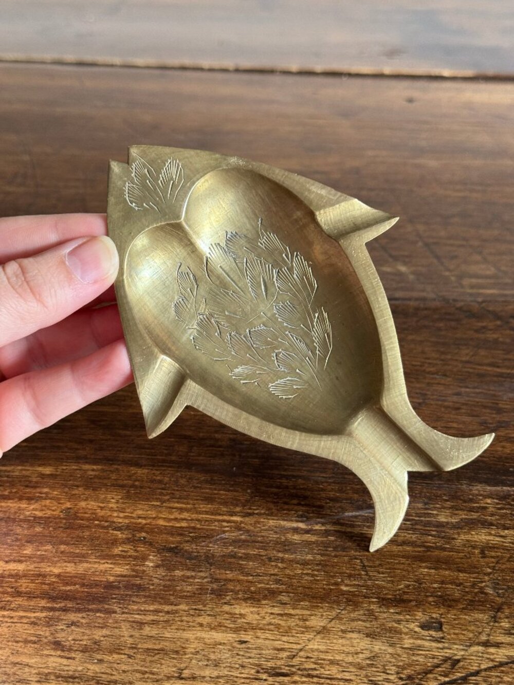 Small Vintage Brass Fish Ashtray - Fish Shaped Trinket Dish
